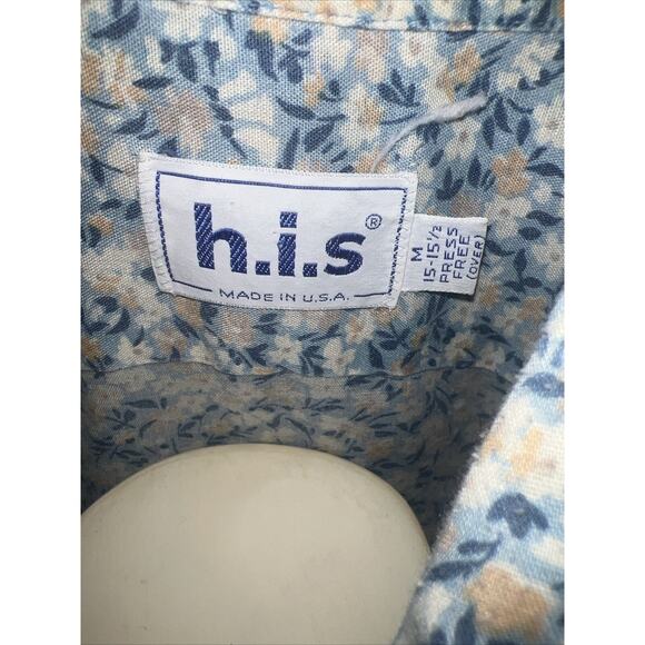 Vintage men’s floral H.I.S Pointed Collar Button Down Disco Clubbing Shirt - Picture 3 of 6